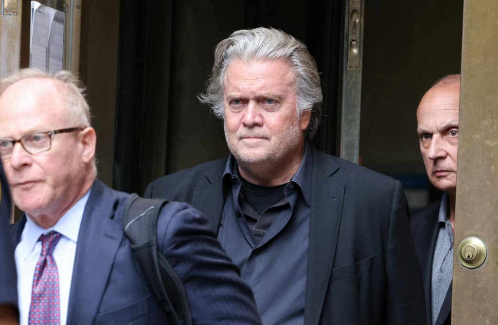 Former US President Trumps White House chief strategist Steve Bannon exits New York Criminal Courthouse - Digital Wager Wire Steve Bannon strategist Donald Trump